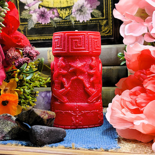 Ancient Egyptian Pillar Candle – Clove & Fig Scented | Hieroglyph Decor Candle | 5" Tall | History Lover Gift | Gothic Home Accent - The Dark Primordial