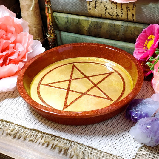 Enchanted Pentacle Altar Bowl | Wiccan Ritual & Jewelry Holder | Gothic Witchcraft Offering Dish - The Dark Primordial