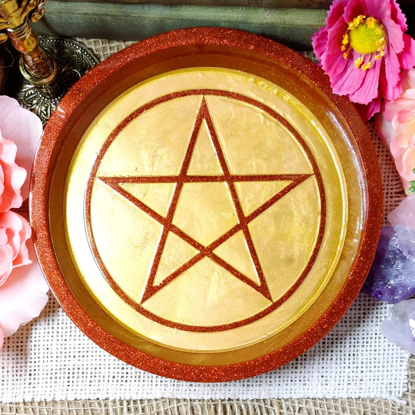 Enchanted Pentacle Altar Bowl | Wiccan Ritual & Jewelry Holder | Gothic Witchcraft Offering Dish - The Dark Primordial