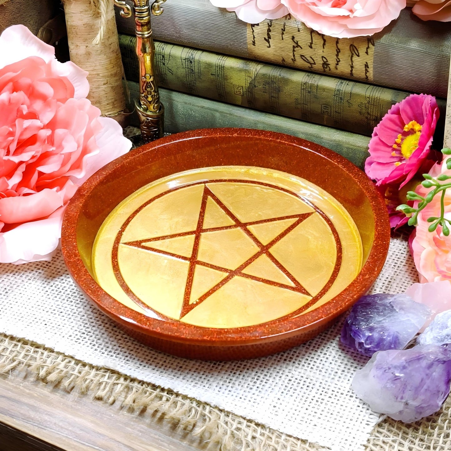 Enchanted Pentacle Altar Bowl | Wiccan Ritual & Jewelry Holder | Gothic Witchcraft Offering Dish - The Dark Primordial