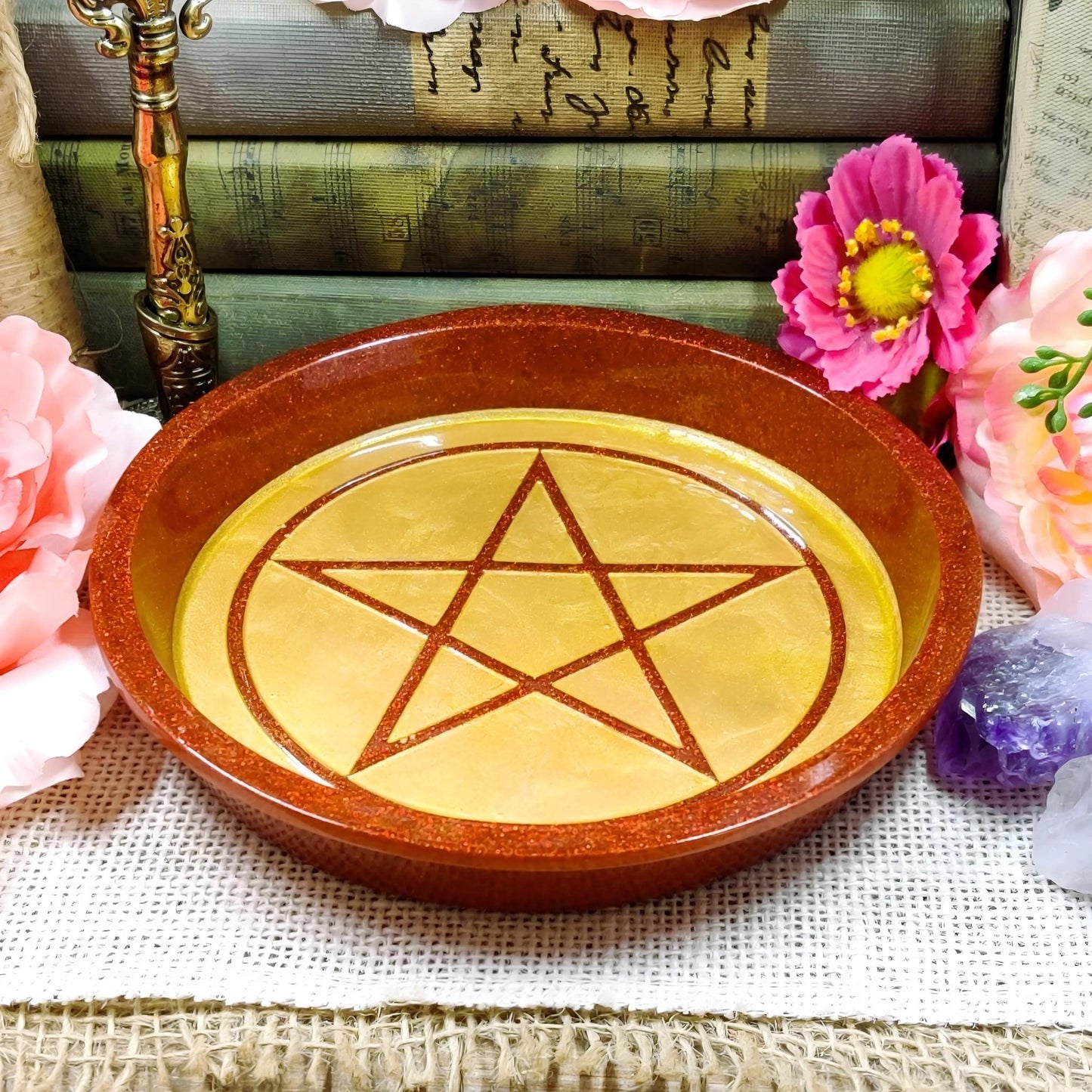 Enchanted Pentacle Altar Bowl | Wiccan Ritual & Jewelry Holder | Gothic Witchcraft Offering Dish - The Dark Primordial
