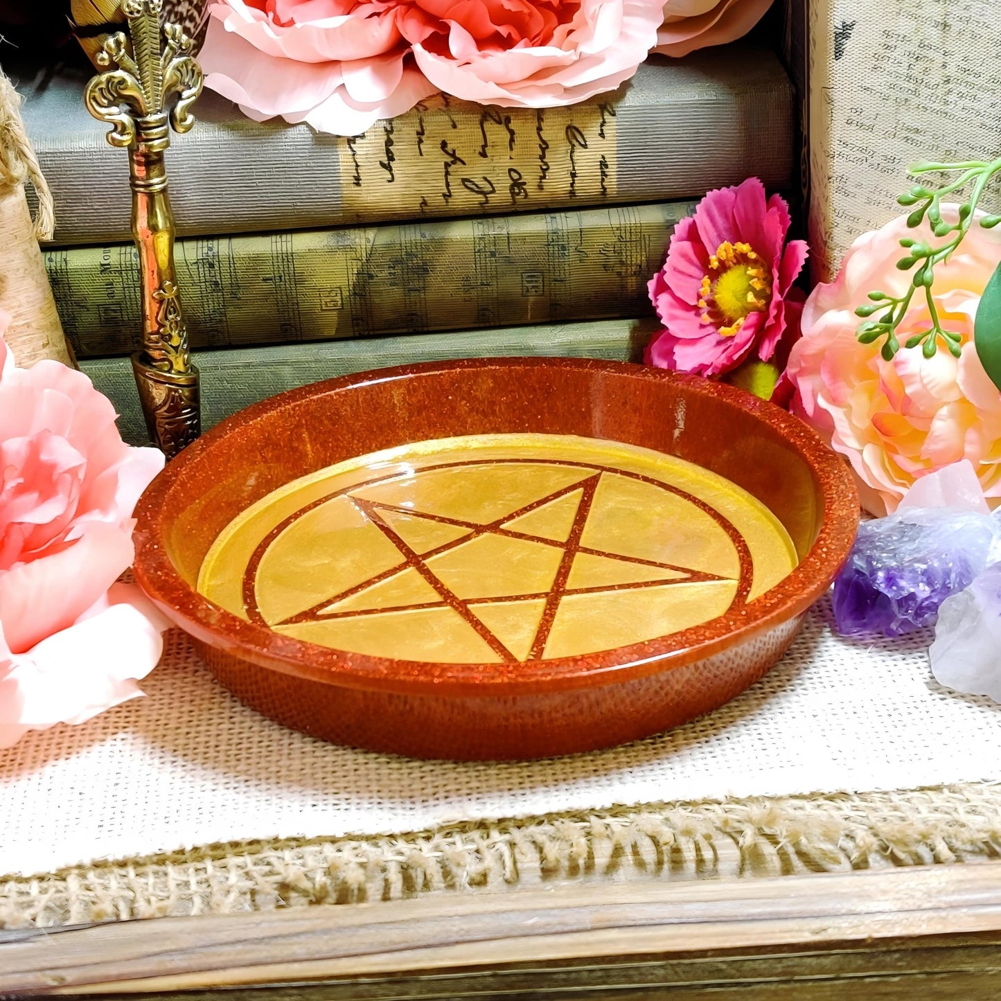 Enchanted Pentacle Altar Bowl | Wiccan Ritual & Jewelry Holder | Gothic Witchcraft Offering Dish - The Dark Primordial