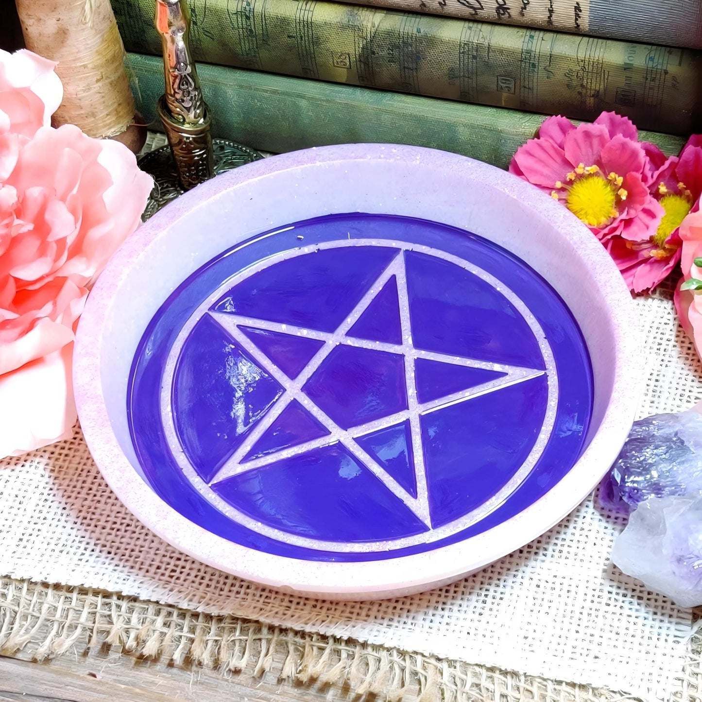 Enchanted Pentacle Altar Bowl | Wiccan Ritual & Jewelry Holder | Gothic Witchcraft Offering Dish - The Dark Primordial