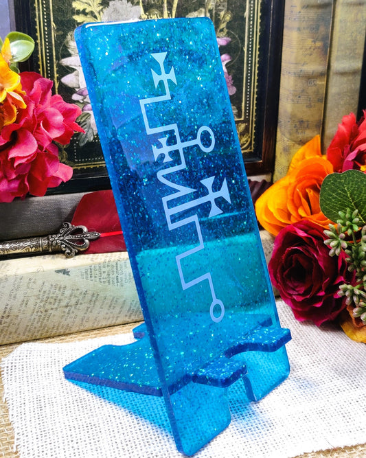 Goetic Sigil Phone Stand, Customizable Demon Seal Epoxy Resin Phone Holder, Personalized Patron Deity Home & Office Decor for Witch, Wicca