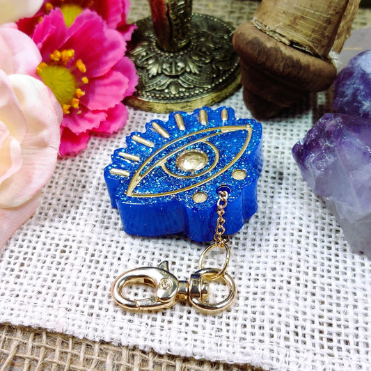 Nazar Evil Eye Keychain, Protection Amulet Charm, Hamsa Hand Talisman Keyring, Metaphysical Witchy Pagan Gift for Banishing Negativity - The Dark Primordial
