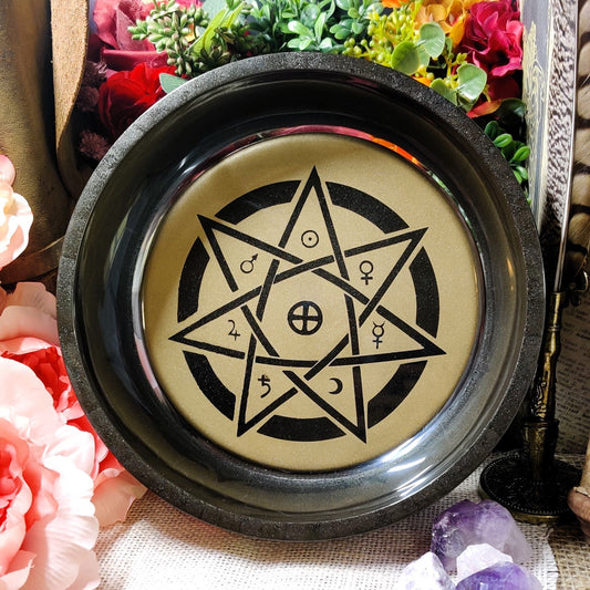 Planetary Magick Ritual Bowl, 7 Pointed Star Septagram Resin Divination Tool, Occult Art, Perfect for Metaphysical Gifts & Witchy Gifts - The Dark Primordial