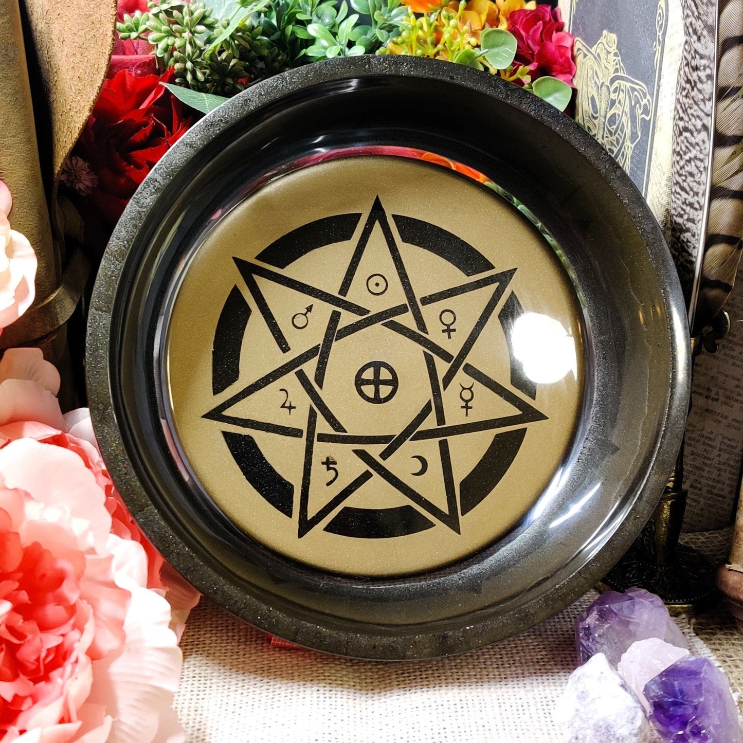 Planetary Magick Ritual Bowl, 7 Pointed Star Septagram Resin Divination Tool, Occult Art, Perfect for Metaphysical Gifts & Witchy Gifts - The Dark Primordial