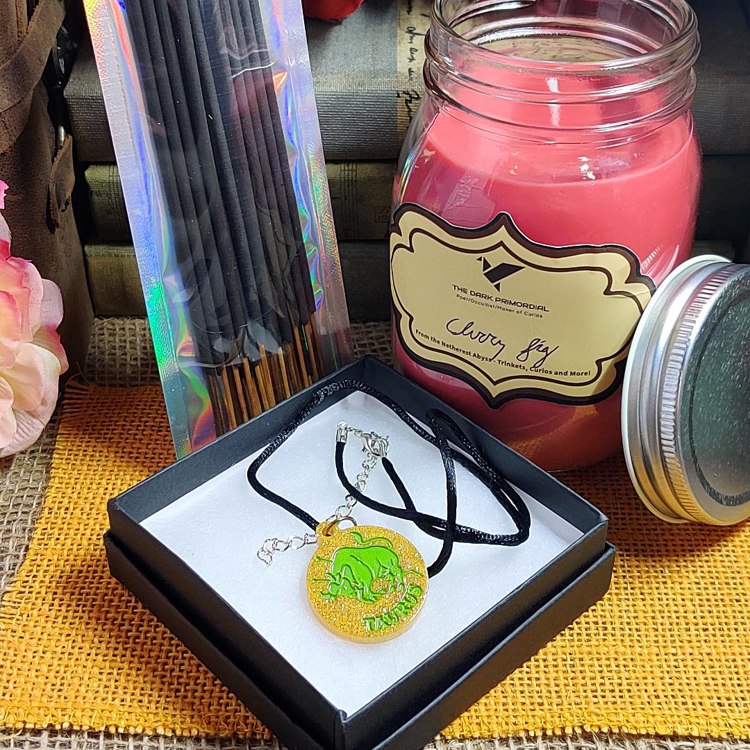 Taurus Zodiac Gift Box – Astrology Birthday Set with Candle, Crystals, Incense, Essential Oil & Necklace – Taurus Self Care Kit - The Dark Primordial