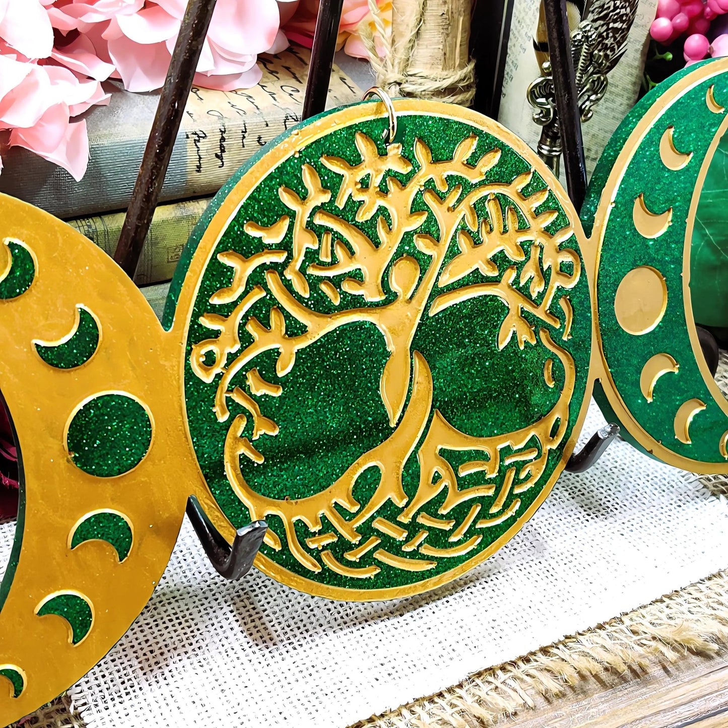 Triple Moon Goddess Tree of Life | Wiccan Altar Wall Hanging | Pagan Witch Gift & Sacred Feminine Decor - The Dark Primordial