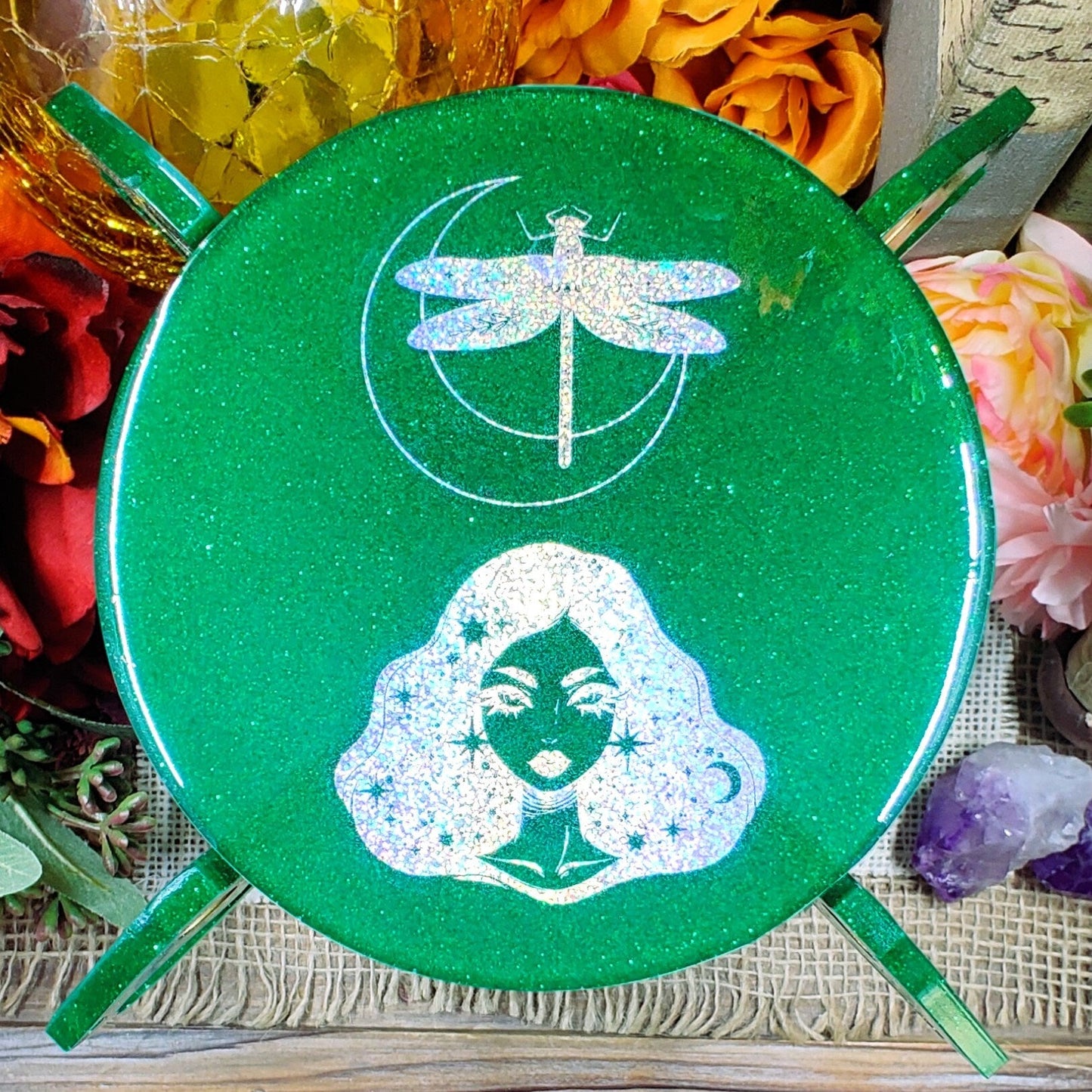 Two Headed Snake Portable Altar Stand, Elevated Ritual Offering Plate for Crystal Magic, Herbal Magic, Sacred Serpent & Pagan Accessories - The Dark Primordial