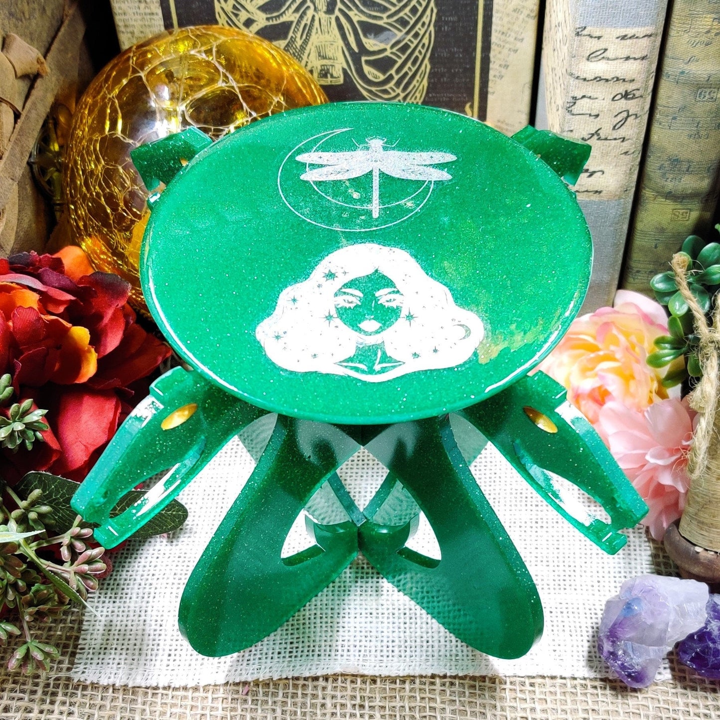 Two Headed Snake Portable Altar Stand, Elevated Ritual Offering Plate for Crystal Magic, Herbal Magic, Sacred Serpent & Pagan Accessories - The Dark Primordial