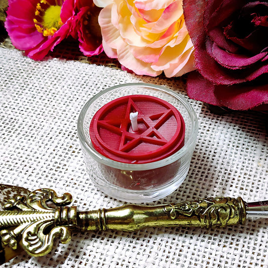 Witchy Tealight Set | 4 Magical Symbols | Spell Candles for Pagan Altar | Wicca Ritual - The Dark Primordial