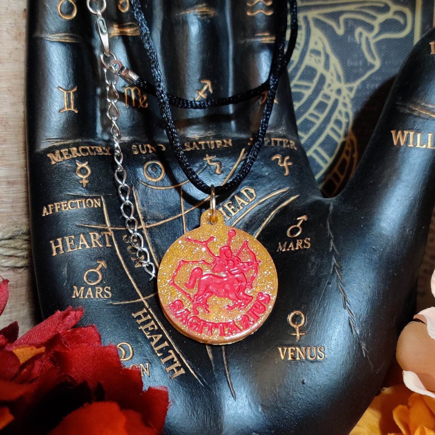 12 Zodiac Pendant Necklace, Boho Witch Horoscope Jewelry, Star Sign Astrological Necklace for Leo Gifts & Gemini Gifts, Resin Astrology Art - The Dark Primordial