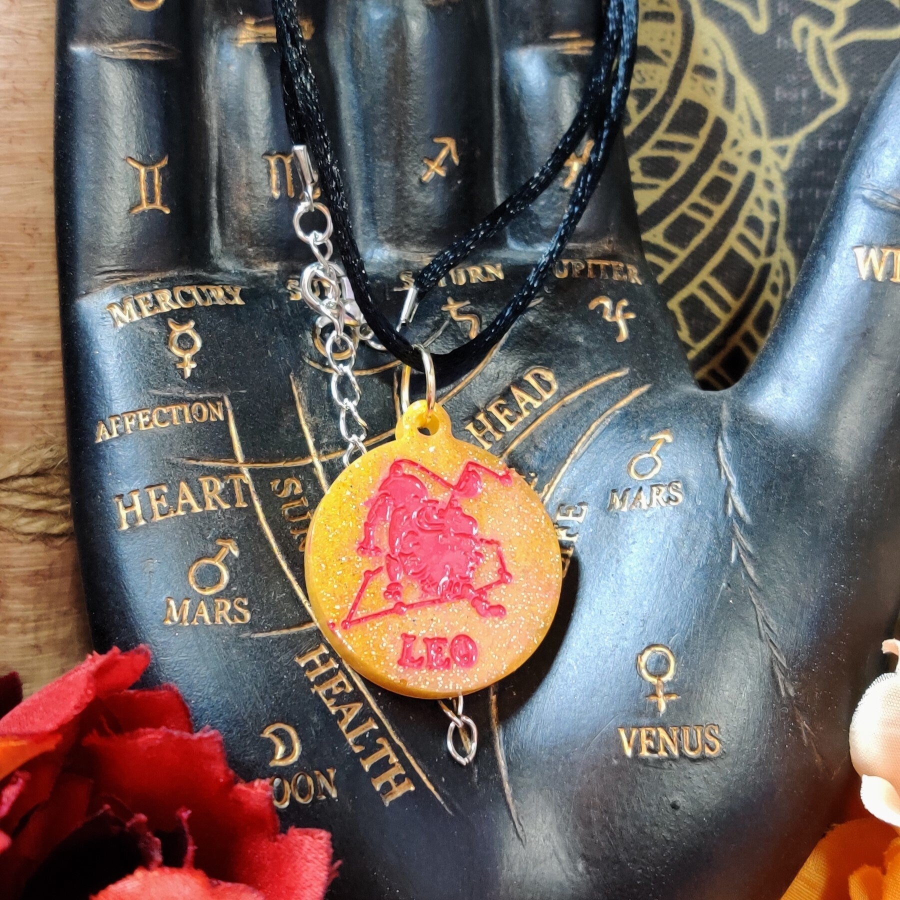 12 Zodiac Pendant Necklace, Boho Witch Horoscope Jewelry, Star Sign Astrological Necklace for Leo Gifts & Gemini Gifts, Resin Astrology Art - The Dark Primordial