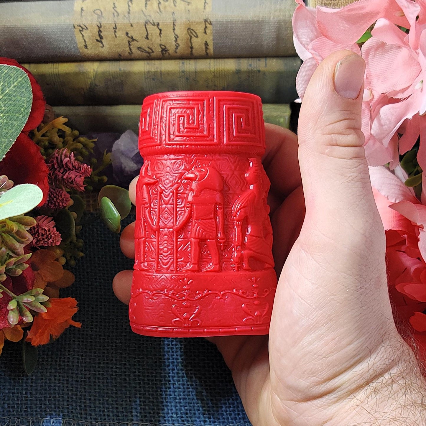 Ancient Egyptian Pillar Candle – Clove & Fig Scented | Hieroglyph Decor Candle | 5" Tall | History Lover Gift | Gothic Home Accent - The Dark Primordial