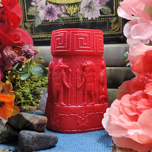 Ancient Egyptian Pillar Candle – Clove & Fig Scented | Hieroglyph Decor Candle | 5" Tall | History Lover Gift | Gothic Home Accent - The Dark Primordial