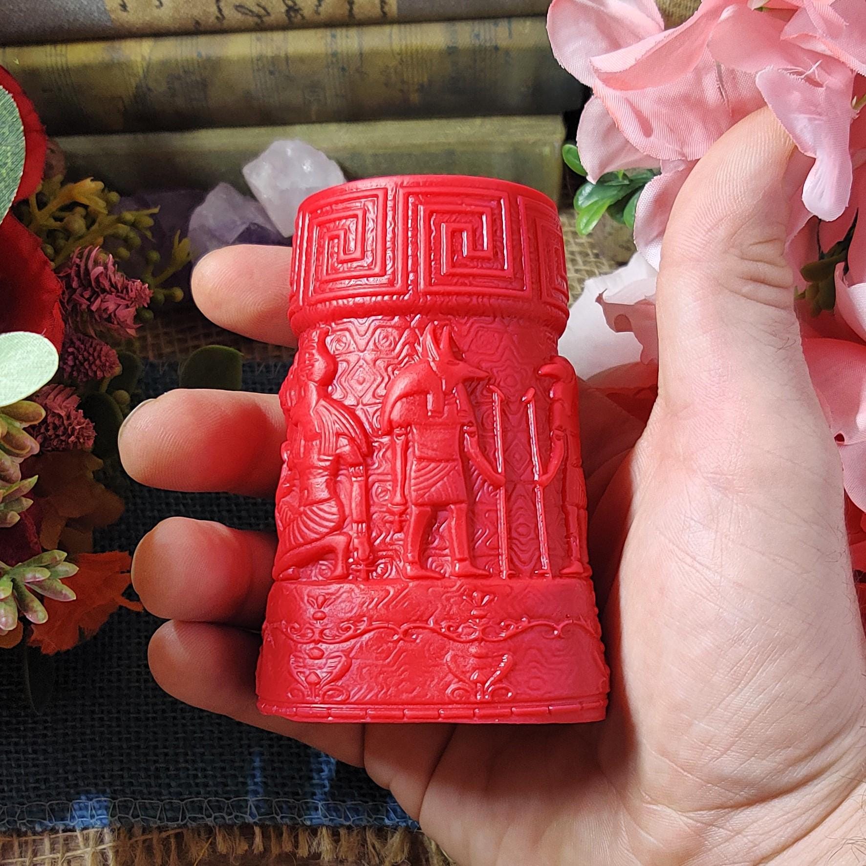 Ancient Egyptian Pillar Candle – Clove & Fig Scented | Hieroglyph Decor Candle | 5" Tall | History Lover Gift | Gothic Home Accent - The Dark Primordial