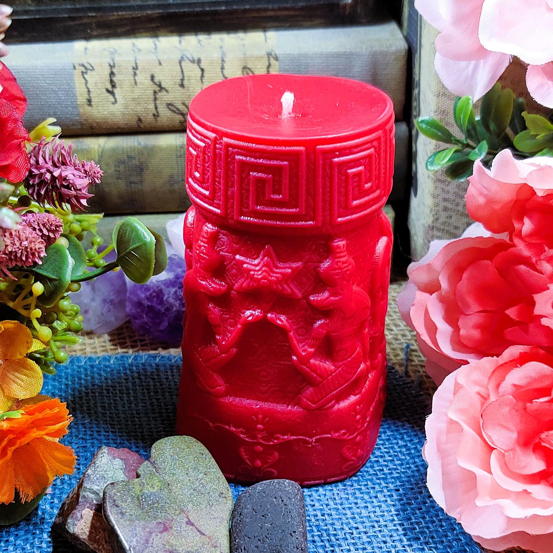 Ancient Egyptian Pillar Candle – Clove & Fig Scented | Hieroglyph Decor Candle | 5" Tall | History Lover Gift | Gothic Home Accent - The Dark Primordial