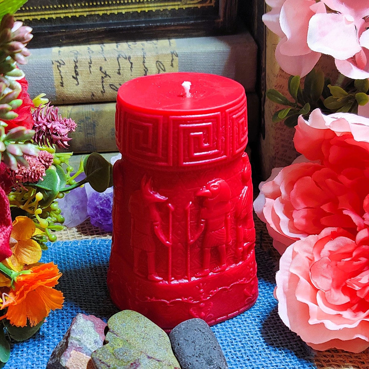 Ancient Egyptian Pillar Candle – Clove & Fig Scented | Hieroglyph Decor Candle | 5" Tall | History Lover Gift | Gothic Home Accent - The Dark Primordial