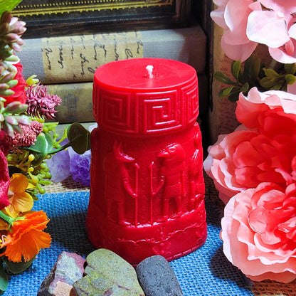 Ancient Egyptian Pillar Candle – Clove & Fig Scented | Hieroglyph Decor Candle | 5" Tall | History Lover Gift | Gothic Home Accent - The Dark Primordial