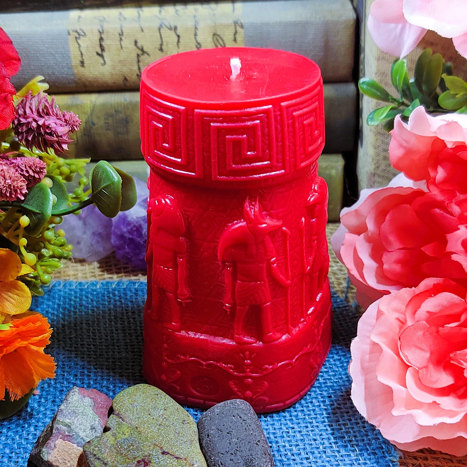 Ancient Egyptian Pillar Candle – Clove & Fig Scented | Hieroglyph Decor Candle | 5" Tall | History Lover Gift | Gothic Home Accent - The Dark Primordial