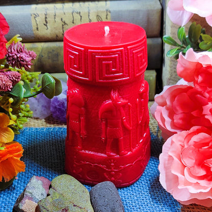 Ancient Egyptian Pillar Candle – Clove & Fig Scented | Hieroglyph Decor Candle | 5" Tall | History Lover Gift | Gothic Home Accent - The Dark Primordial