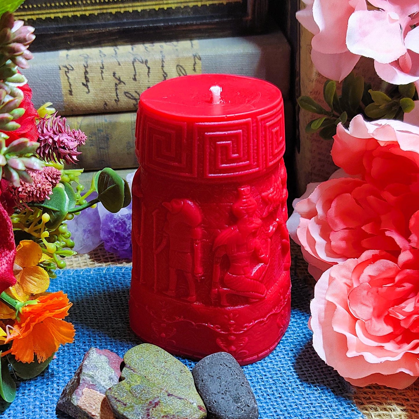 Ancient Egyptian Pillar Candle – Clove & Fig Scented | Hieroglyph Decor Candle | 5" Tall | History Lover Gift | Gothic Home Accent - The Dark Primordial