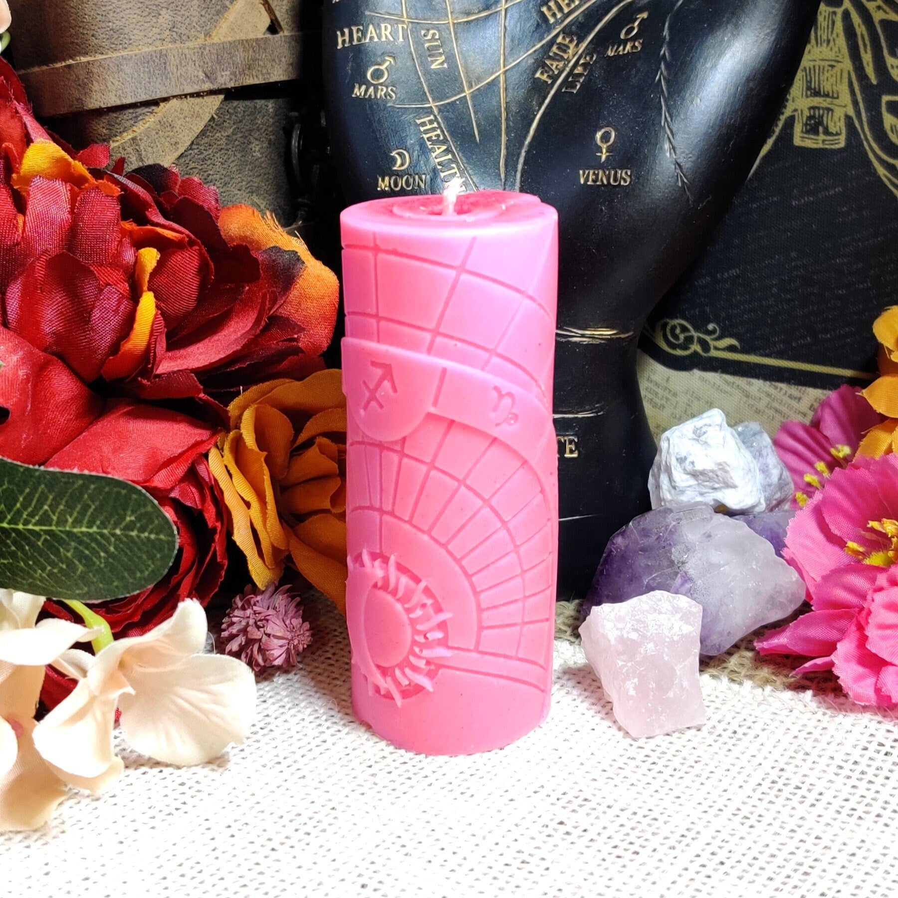 Astrology Candle Set - Aries, Virgo, Pisces Zodiac Candles, Organic Coconut Soy Wax, Palo Santo, Witchy Gifts, Horoscope Altar Tools - The Dark Primordial