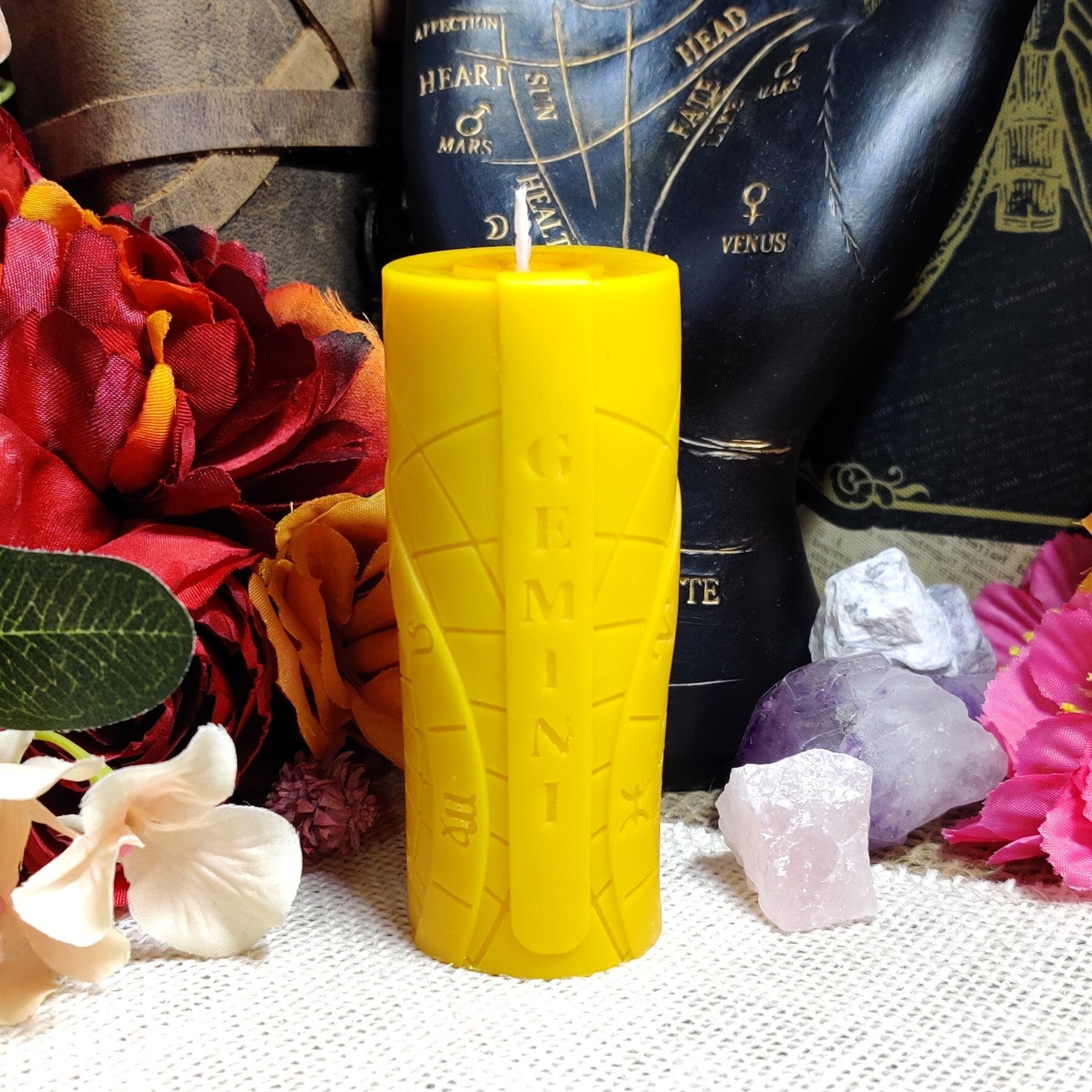 Astrology Candle Set - Aries, Virgo, Pisces Zodiac Candles, Organic Coconut Soy Wax, Palo Santo, Witchy Gifts, Horoscope Altar Tools - The Dark Primordial