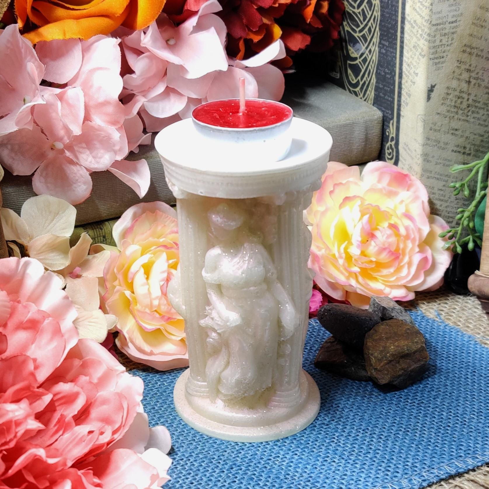Athena Tealight Candle Holder – Greek Goddess Decor & Divine Feminine Altar Piece | Mythology Gift for Spiritual Protection - The Dark Primordial