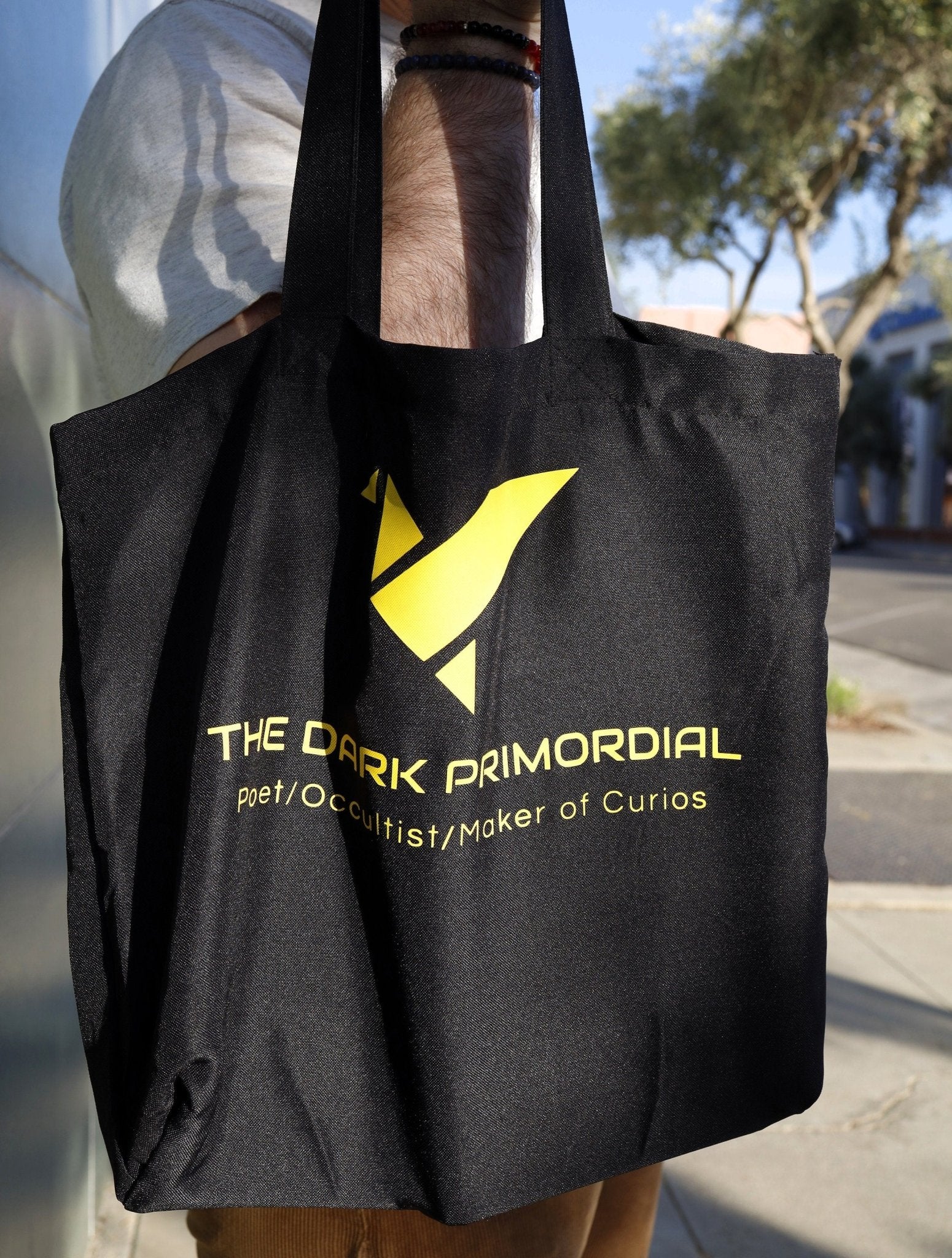 Brand Logo Tote Bag, The Dark Primordial Branded Polyester Carryall, Gothic Witch Fashion & Business Merch for Secular Witchcraft Enthusiast - The Dark Primordial