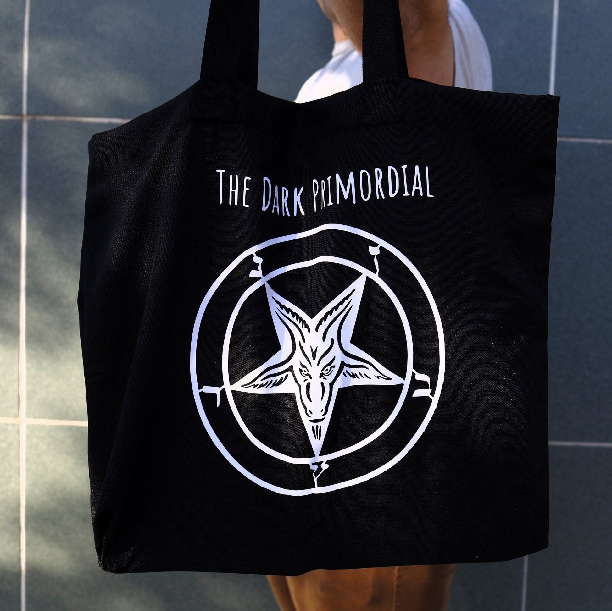 Brand Logo Tote Bag, The Dark Primordial Branded Polyester Carryall, Gothic Witch Fashion & Business Merch for Secular Witchcraft Enthusiast - The Dark Primordial