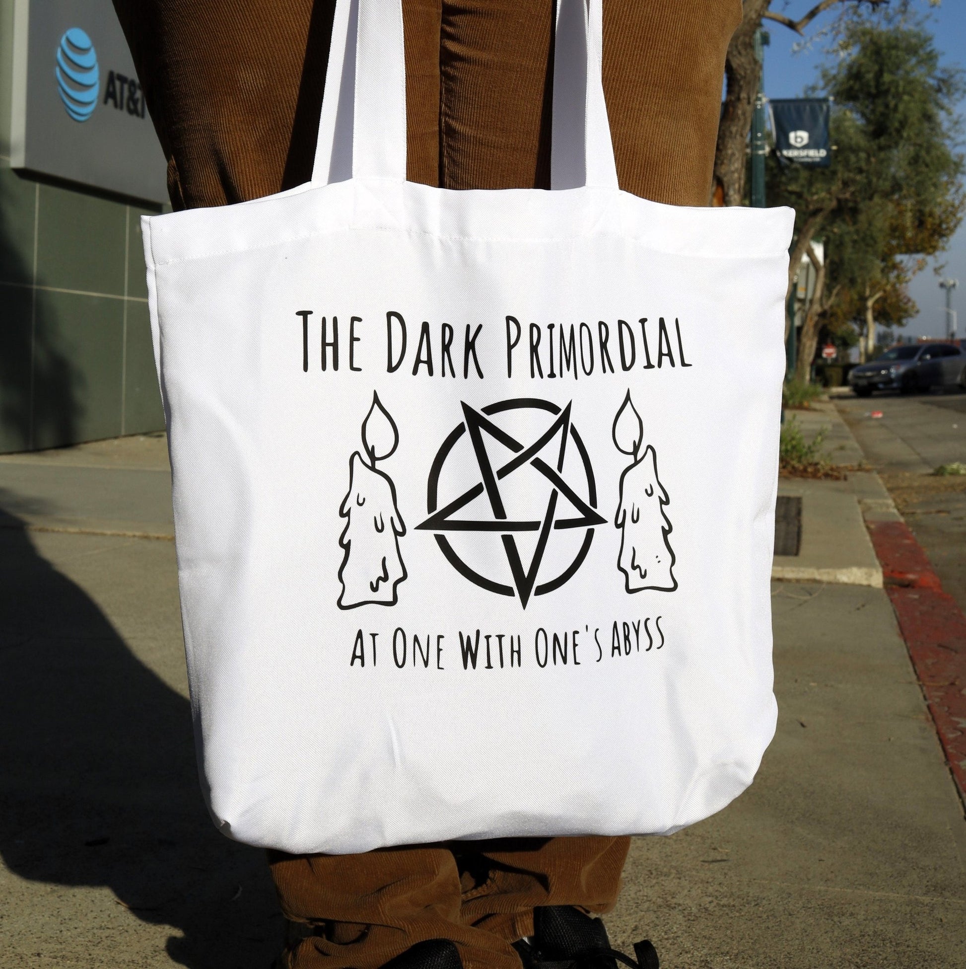 Brand Logo Tote Bag, The Dark Primordial Branded Polyester Carryall, Gothic Witch Fashion & Business Merch for Secular Witchcraft Enthusiast - The Dark Primordial