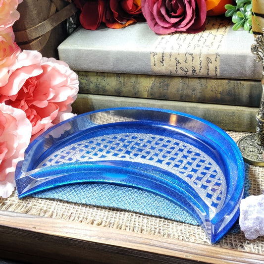 Celtic Moon Trinket Dish, Lunar Witch Jewelry Tray, Pagan Crescent Moon & Moonphase Witchcraft Decor, Metaphysical Gift, Witchy Gift - The Dark Primordial