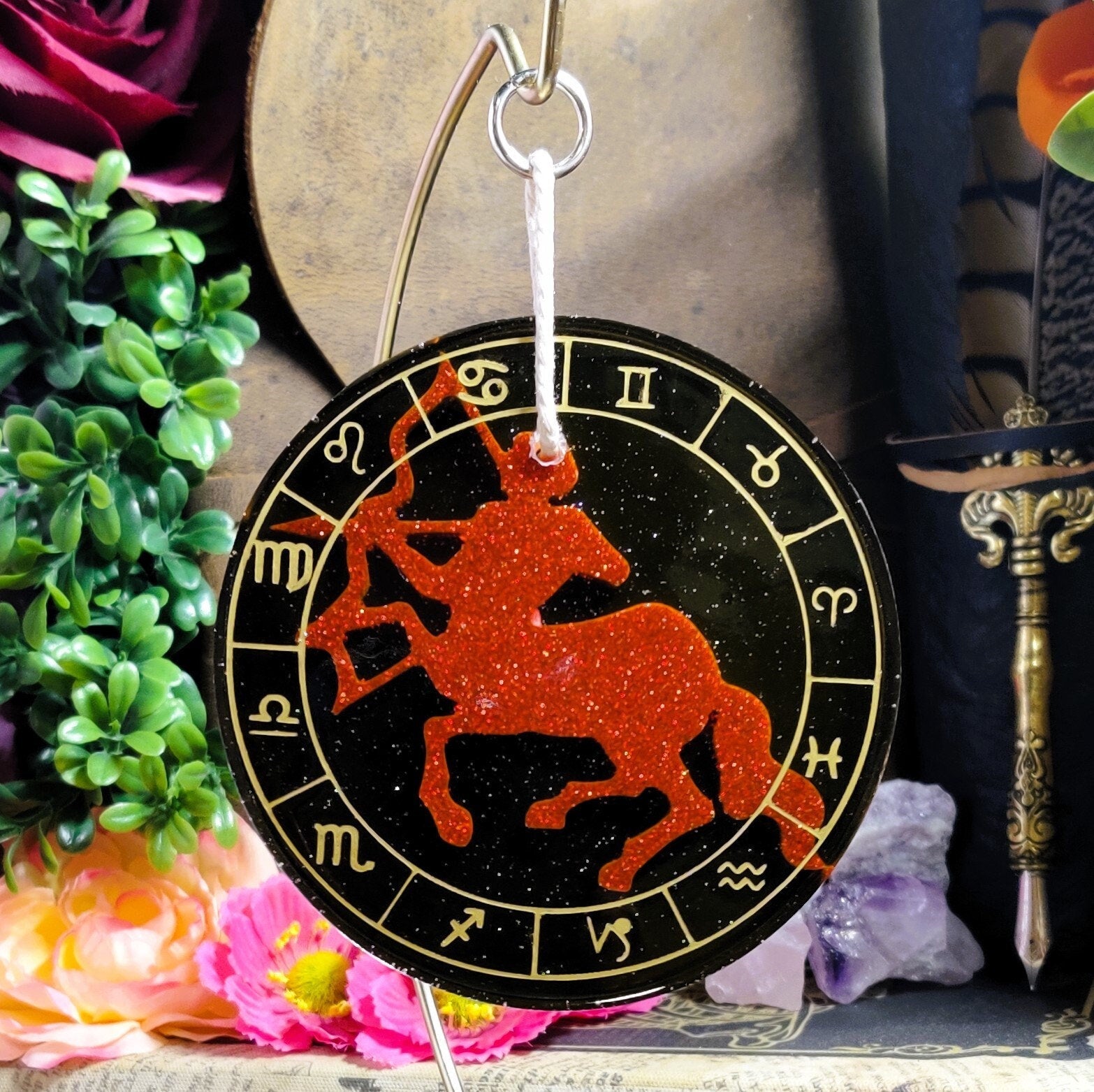 Custom Zodiac Desk Ornament, Astrology Nightstand Decor for Secular Witch & Horoscope Lover, Gifts for Sacred Space and Pagan Home Accent - The Dark Primordial