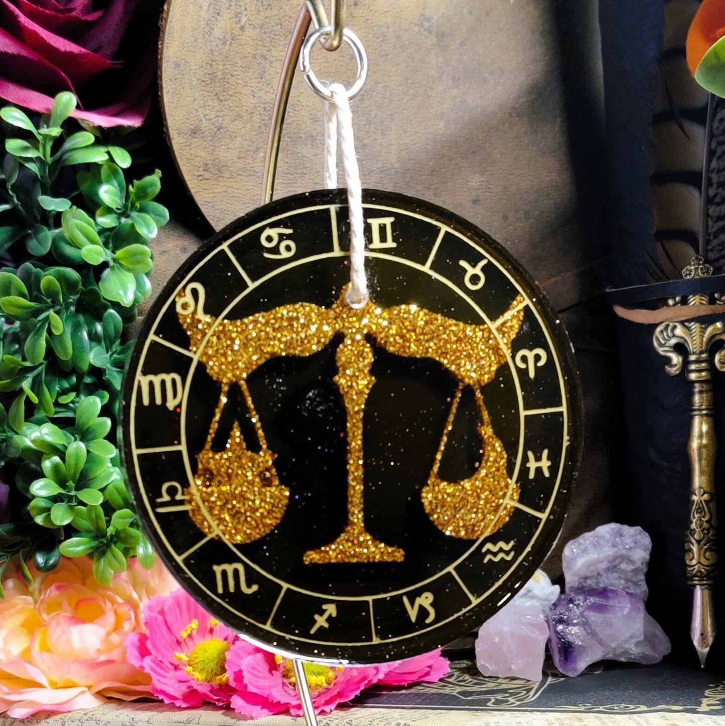 Custom Zodiac Desk Ornament, Astrology Nightstand Decor for Secular Witch & Horoscope Lover, Gifts for Sacred Space and Pagan Home Accent - The Dark Primordial