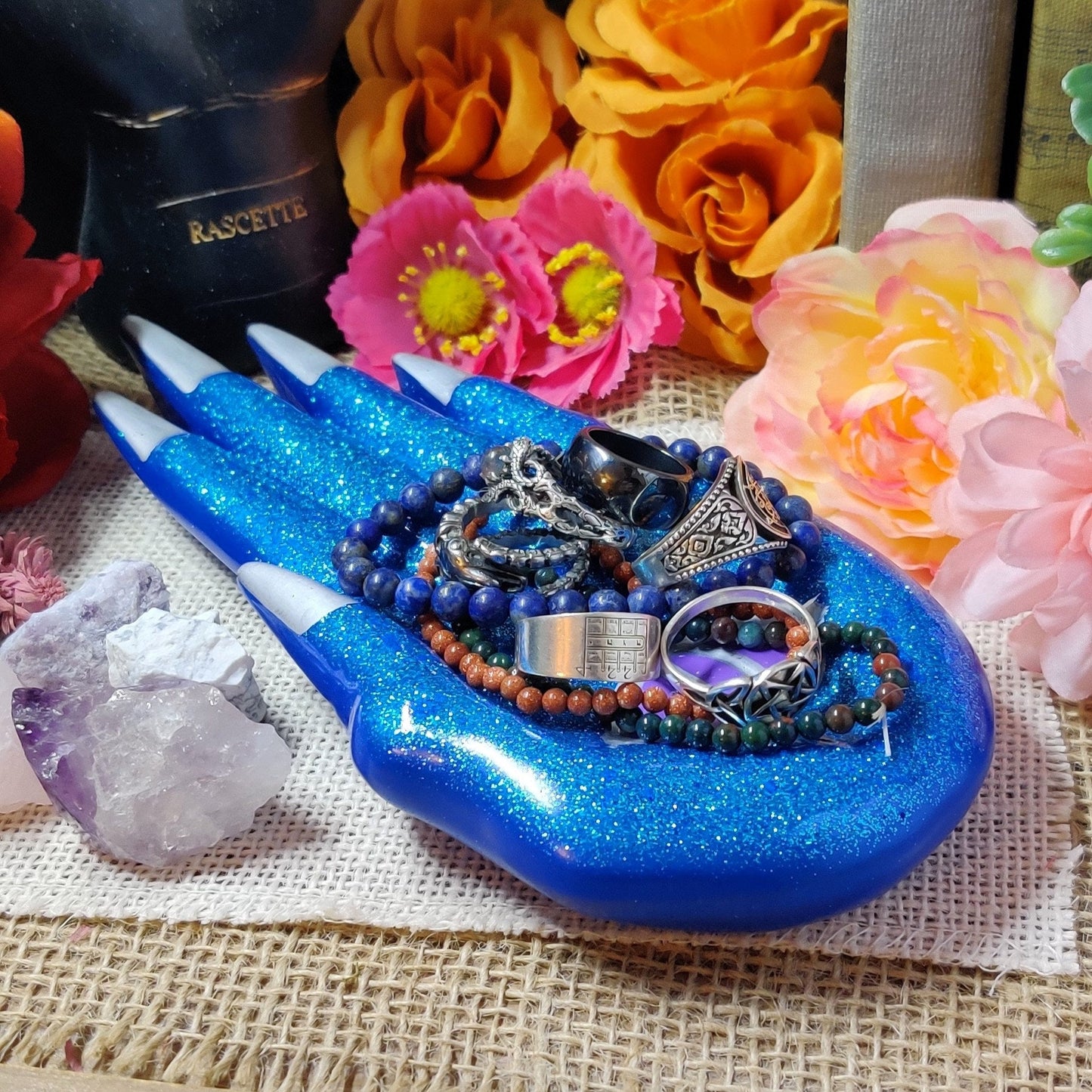 Demon Claw Hamsa Evil Eye Trinket Tray, Jewelry Organizer Tray for Horror Fan, Witchcraft Decor & Macabre Gift, Monster Claw Resin Dish - The Dark Primordial