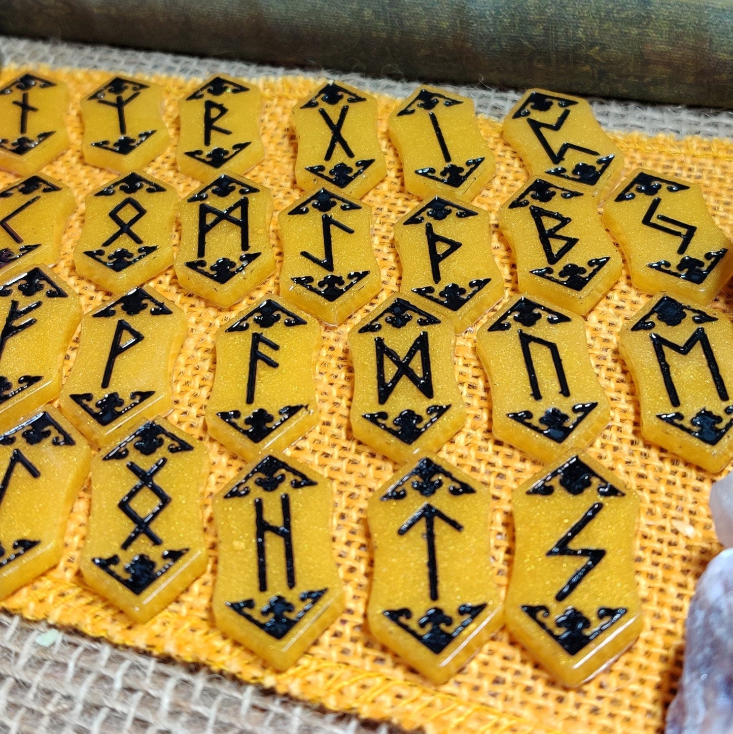 Elder Futhark Runes Divination Set - Ancient Norse Pagan Rune Casting Tools, Runic Alphabet Altar & Ritual Tools, Witchy Gifts, Pagan Gifts - The Dark Primordial