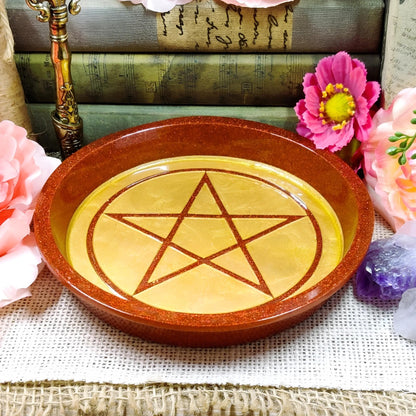 Enchanted Pentacle Altar Bowl | Wiccan Ritual & Jewelry Holder | Gothic Witchcraft Offering Dish - The Dark Primordial