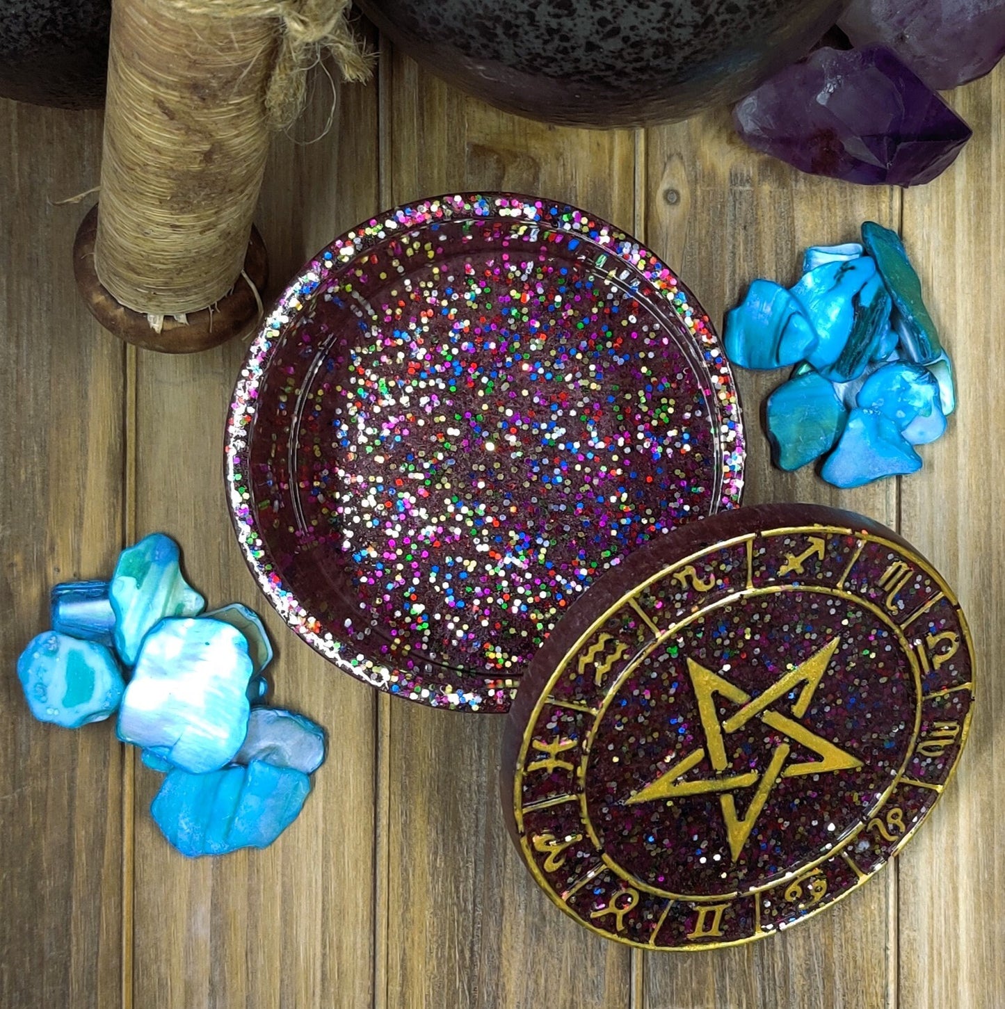 Jewelry Storage Zodiac Box, Epoxy Resin Star Sign Keepsake Box, Astrology Trinket Dish for Secular Witch, Zodiac Gifts, Horoscope Gifts