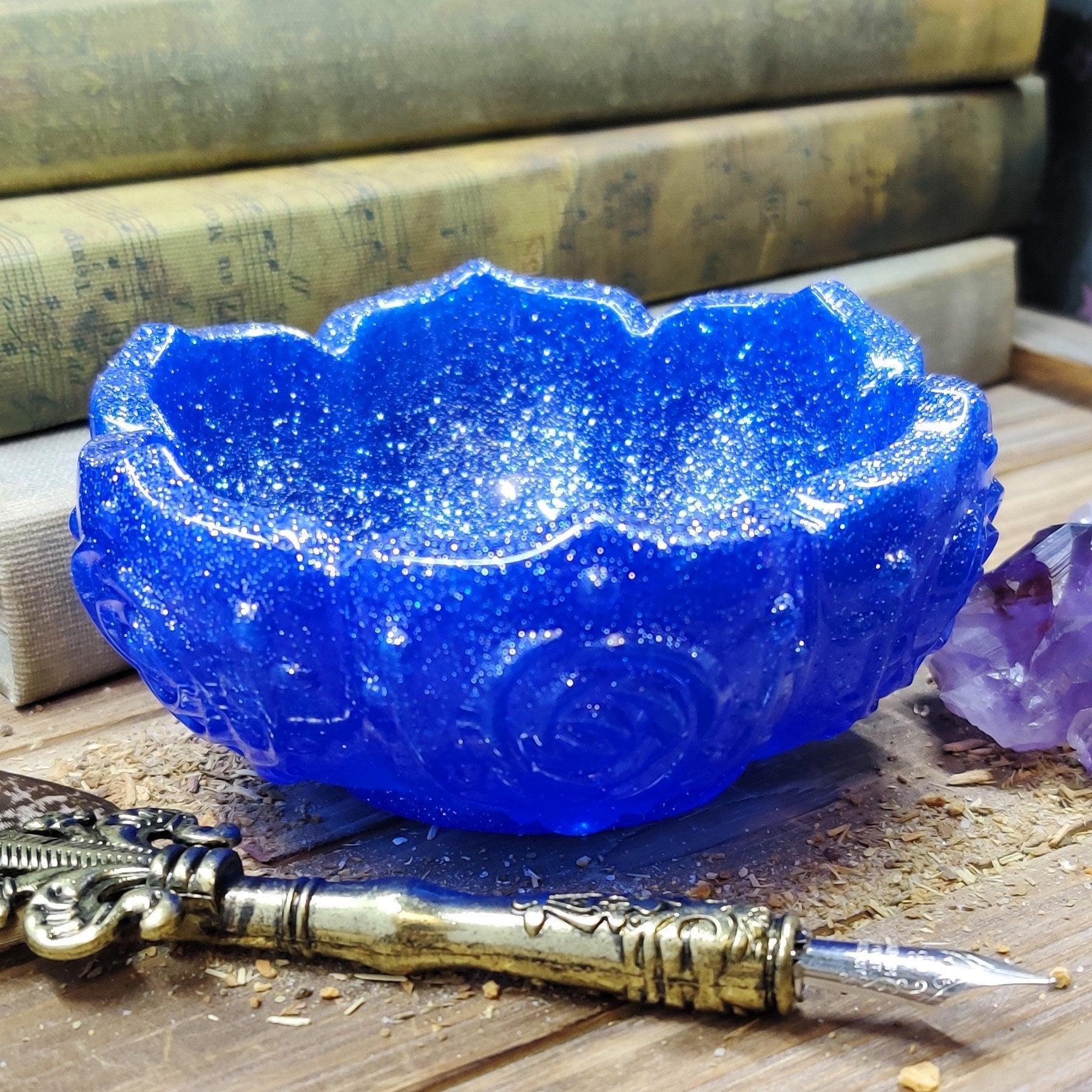 Lotus Bloom Jewelry Bowl, Water Lily Flower Design Trinket Dish, Practical Epoxy Resin Mindfulness Gift, Zen Home Decor for Sacred Space