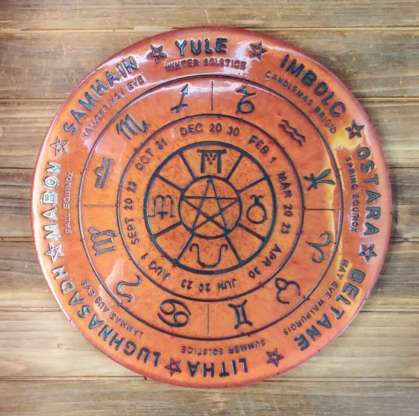 Wheel of The Year for Witch, Wicca and Pagan Altar, Epoxy Resin Witchcraft Calendar, Occult Decor, Magical Tool for Rituals and Spellwork