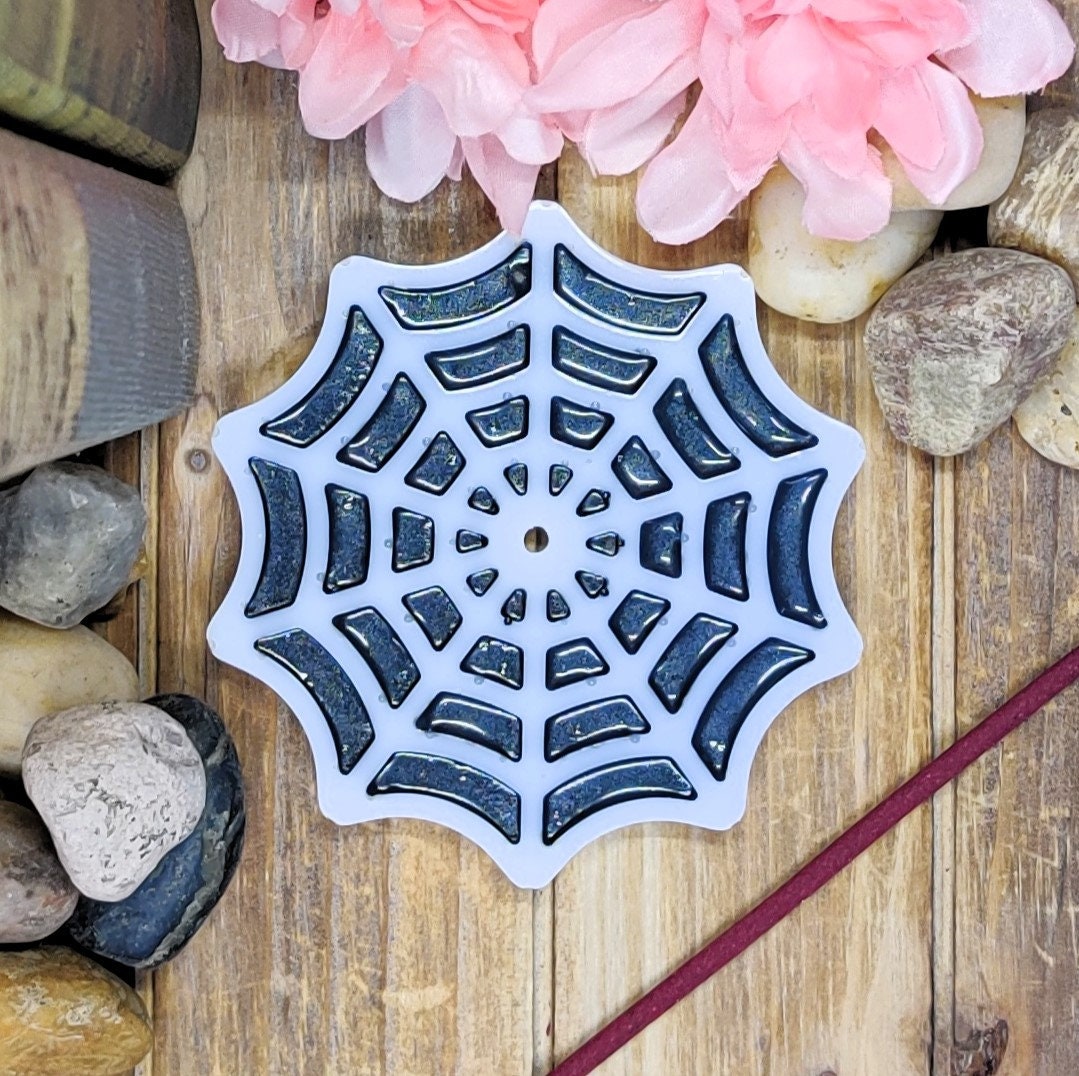 Spider Web Incense Holder, Alt & Gothic Boho Epoxy Resin Stick Incense Burner, Spooky Home Decor for Witch Altar or Horror Art Enthusiast