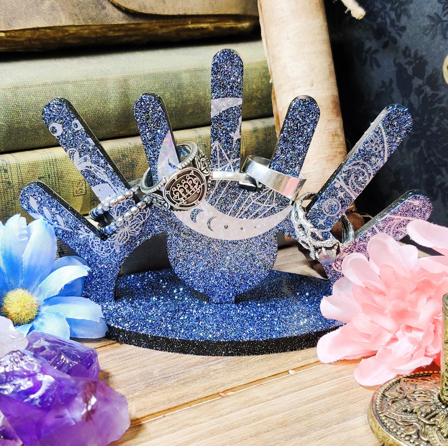 Practical Magic Ring Holder, Epoxy Resin Ring Organizer for Secular Witch & Alt Room Decor Enthusiast, Jewelry Storage, Metaphysical Gifts