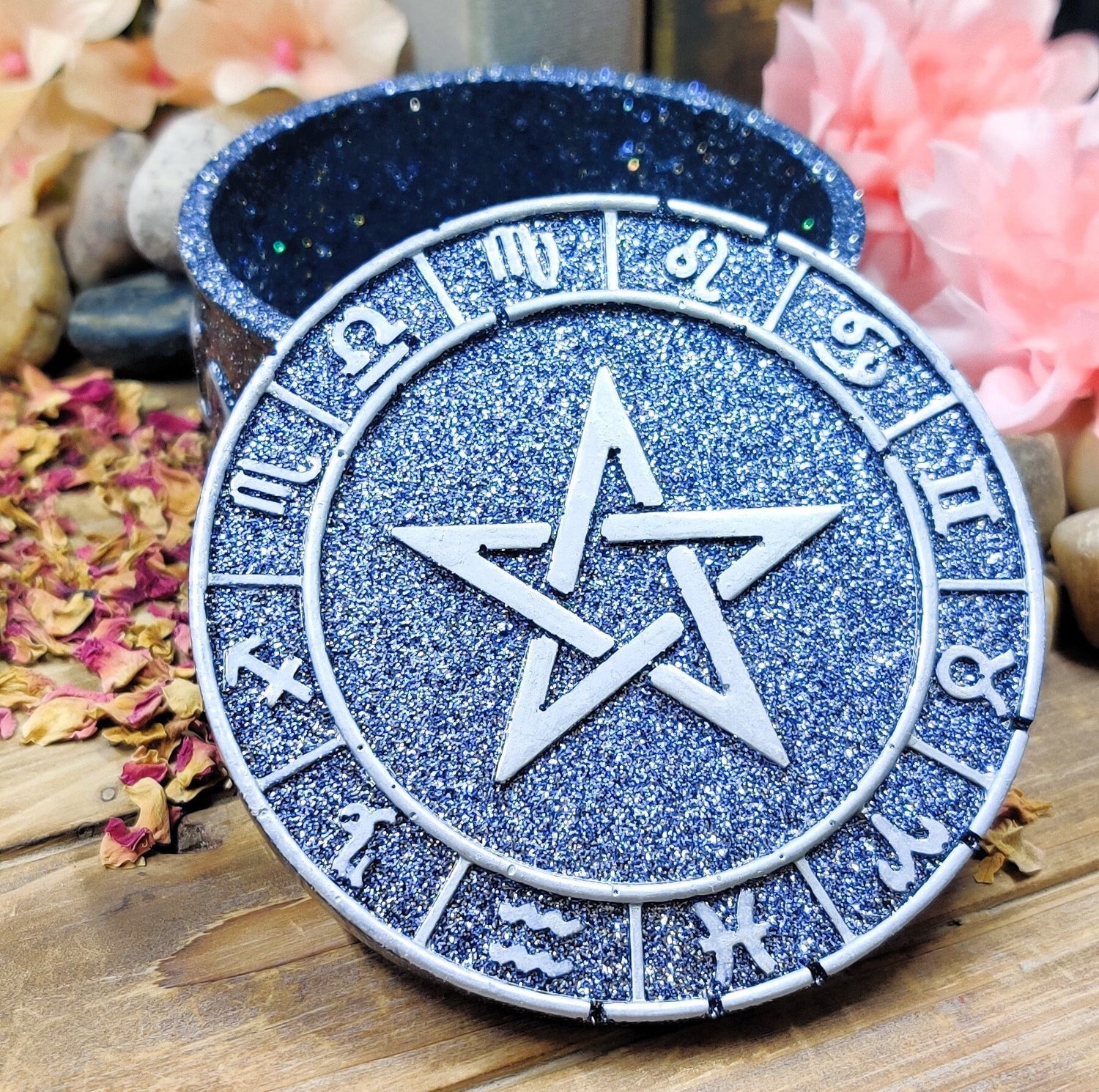 Jewelry Storage Zodiac Box, Epoxy Resin Star Sign Keepsake Box, Astrology Trinket Dish for Secular Witch, Zodiac Gifts, Horoscope Gifts