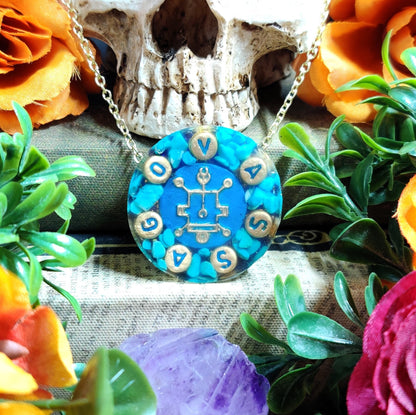 Demon Sigil Pendant, King Solomon Goetia Necklace for Rituals & Ceremonial Magick, Epoxy Resin Witch Lamen, Marbas, Paimon, Belial, Asmodeus