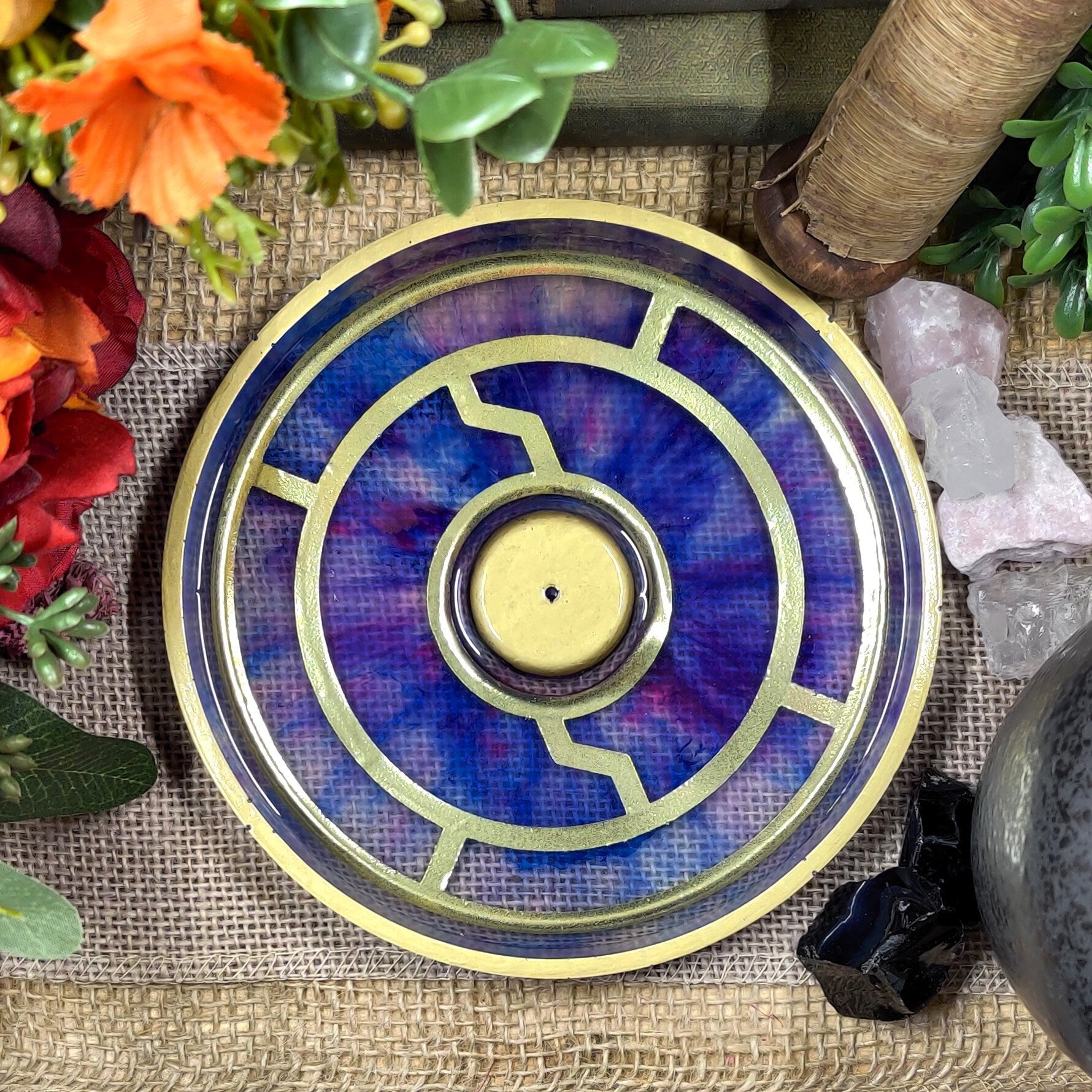 Eye Storm Incense Holder, Iridescent Eye of The Storm Stick Incense Holder, Epoxy Resin Incense Burner with Multicolor Iris and Gold Pattern