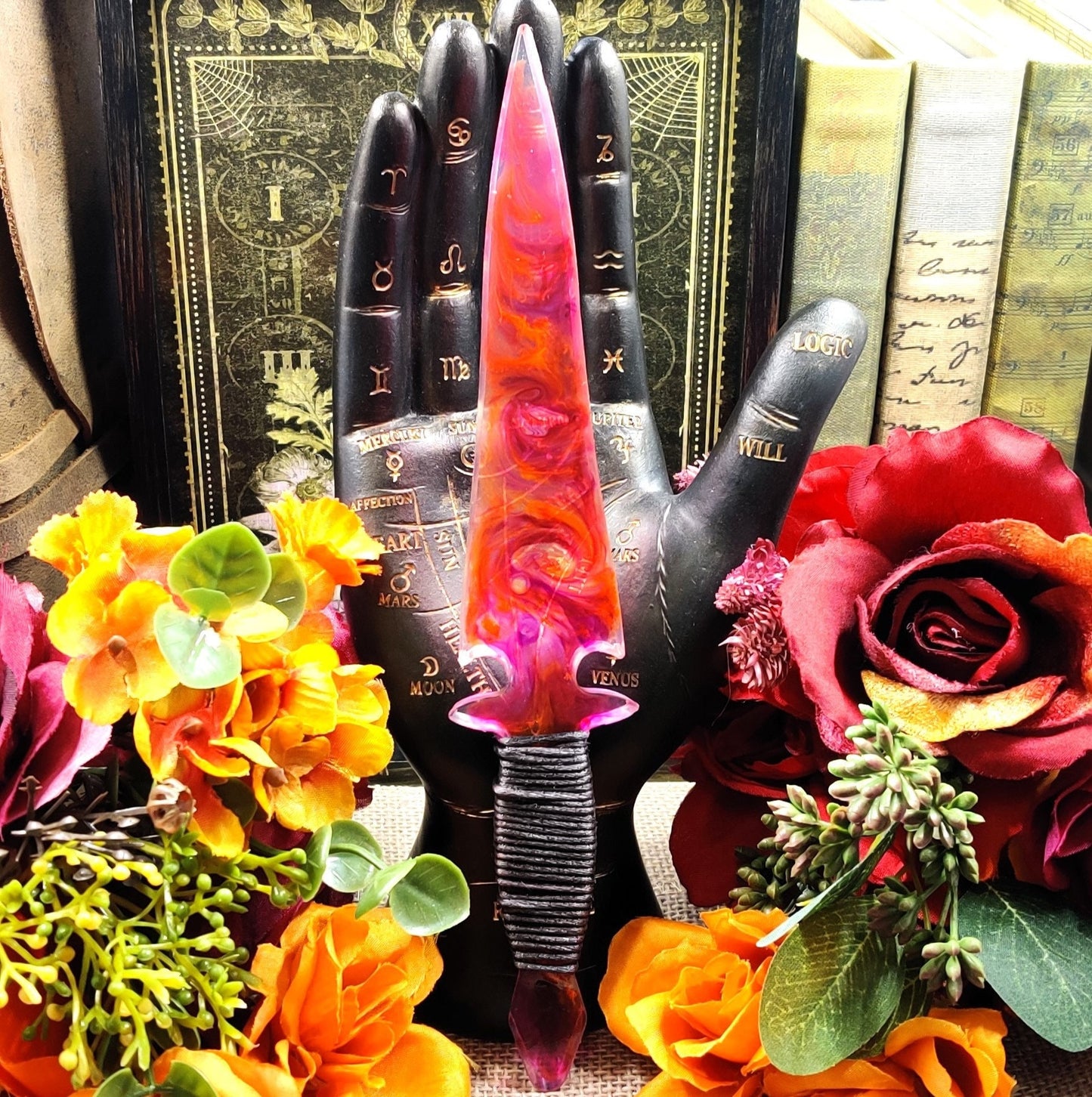 Prismatic Resin Athame, Multicolor Epoxy Dagger for Sacred Space, Wicca Spellwork & Pagan Ritual Casting, Witchy Gifts, Metaphysical Gifts