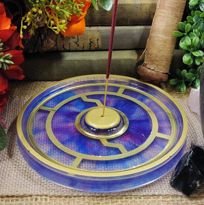 Eye Storm Incense Holder, Iridescent Eye of The Storm Stick Incense Holder, Epoxy Resin Incense Burner with Multicolor Iris and Gold Pattern