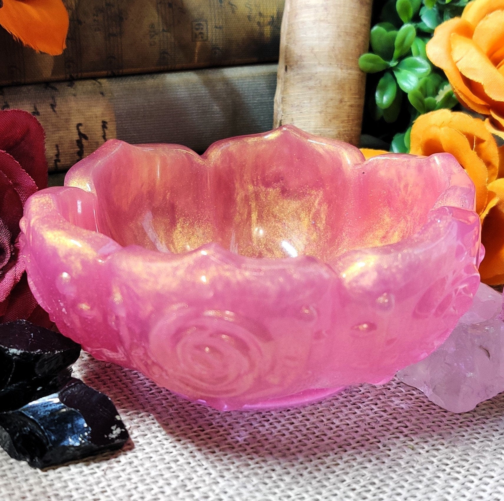 Lotus Bloom Jewelry Bowl, Water Lily Flower Design Trinket Dish, Practical Epoxy Resin Mindfulness Gift, Zen Home Decor for Sacred Space